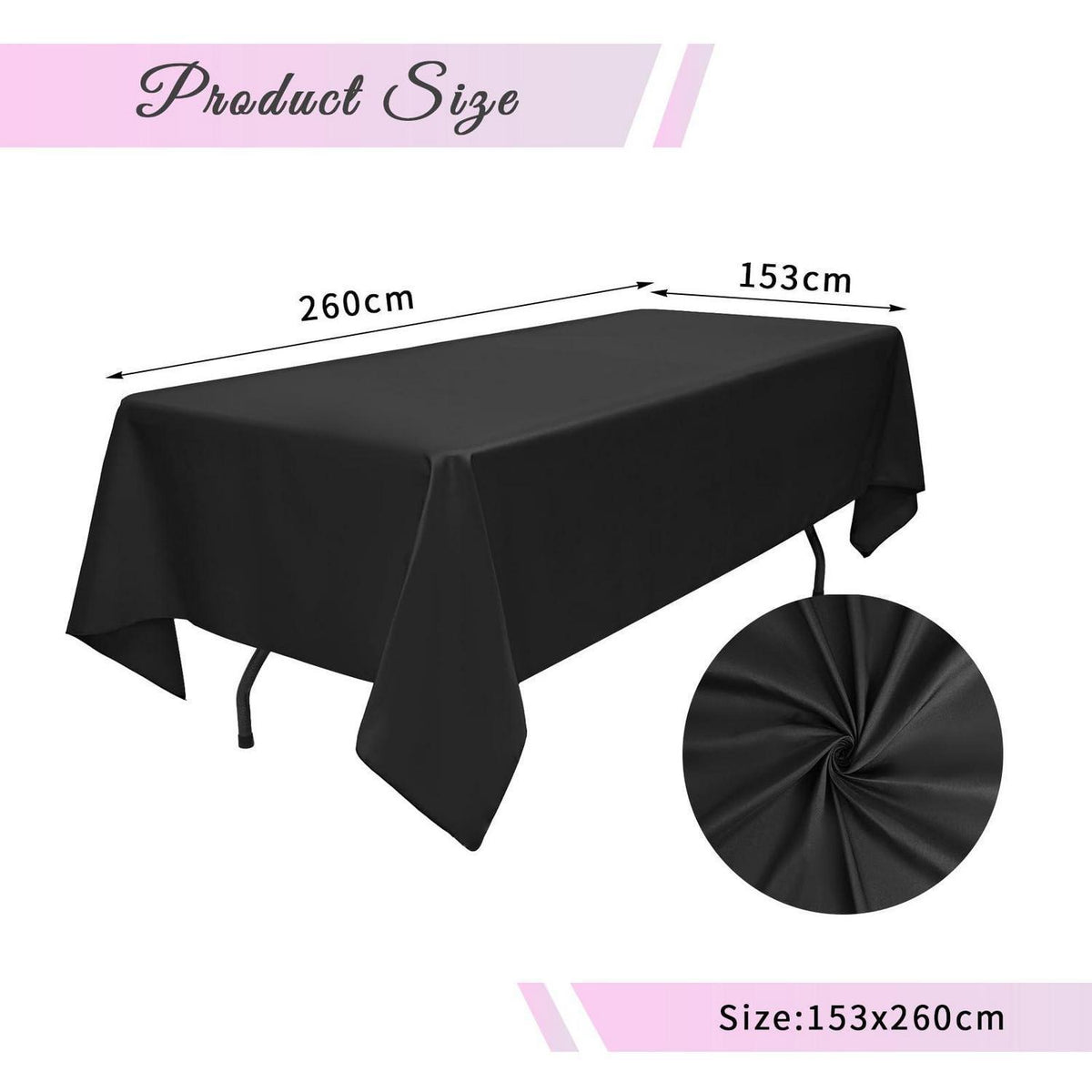 10x Tischdecke Schwarz 153x260cm | Rechteckig & Vielseitig