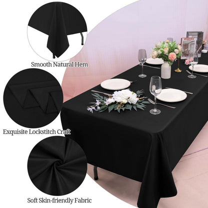 10x Tischdecke Schwarz 153x260cm | Rechteckig & Vielseitig