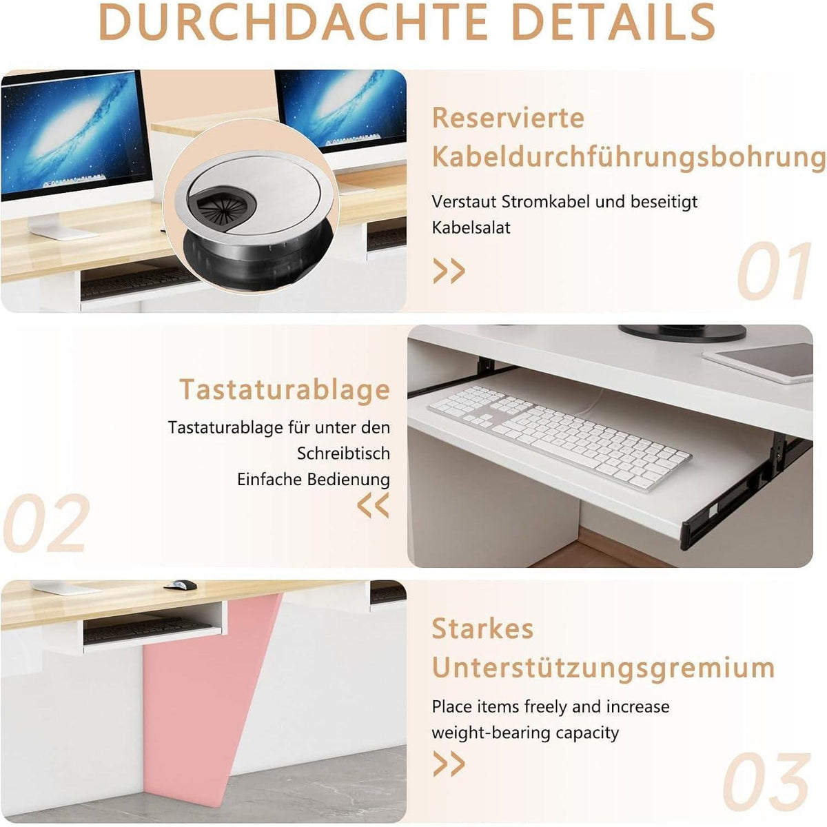 Moderne Empfangstheke mit Aufsatz – Weiß & Natürliches Holz