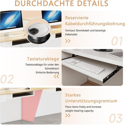Moderne Empfangstheke mit Aufsatz – Weiß & Natürliches Holz