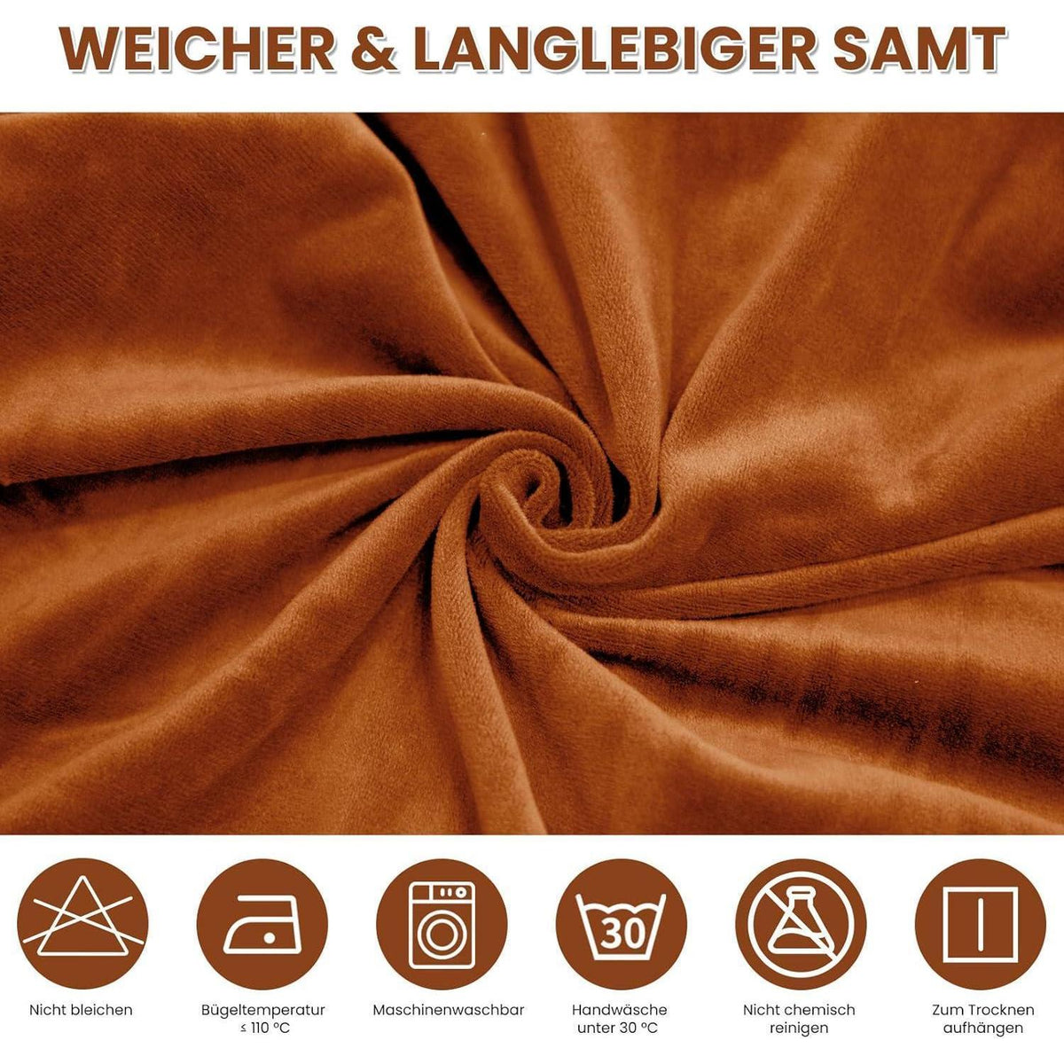 Samt Stuhlhussen 4er Set – Orange, Stretch & Waschbar