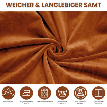Samt Stuhlhussen 4er Set – Orange, Stretch & Waschbar