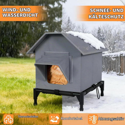 Winterfestes Katzenhaus mit erhöhtem Boden