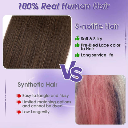 Echthaar Haarverlängerung Balayage Dunkelbraun 55cm