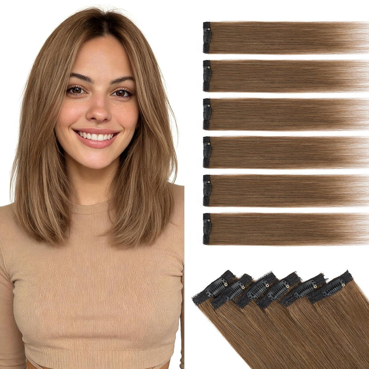 Echthaar Haarverlängerung Balayage Schokoladenbraun 55cm