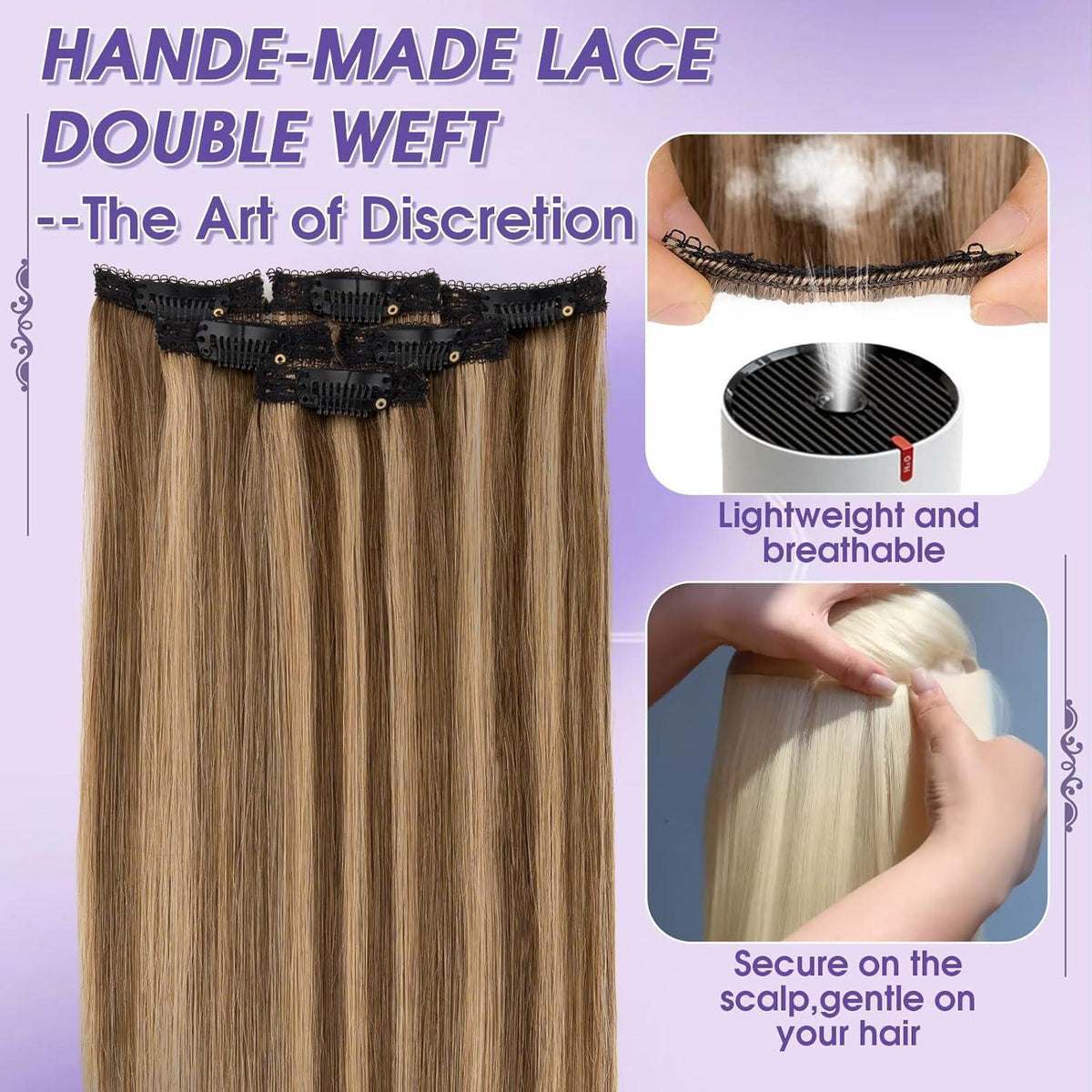 Echthaar Haarverlängerung Balayage Schokoladenbraun/Dunkelblond 50cm