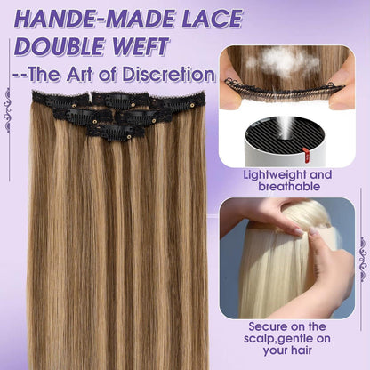Echthaar Haarverlängerung Balayage Schokoladenbraun/Dunkelblond 50cm