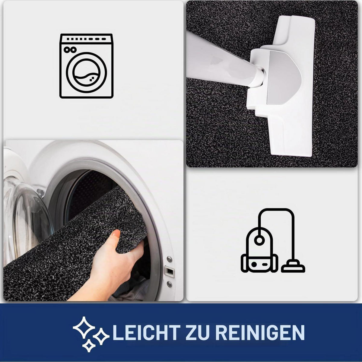 Läufer Teppich 60x210 cm, Schmutzfangmatte Holzkohlegrau