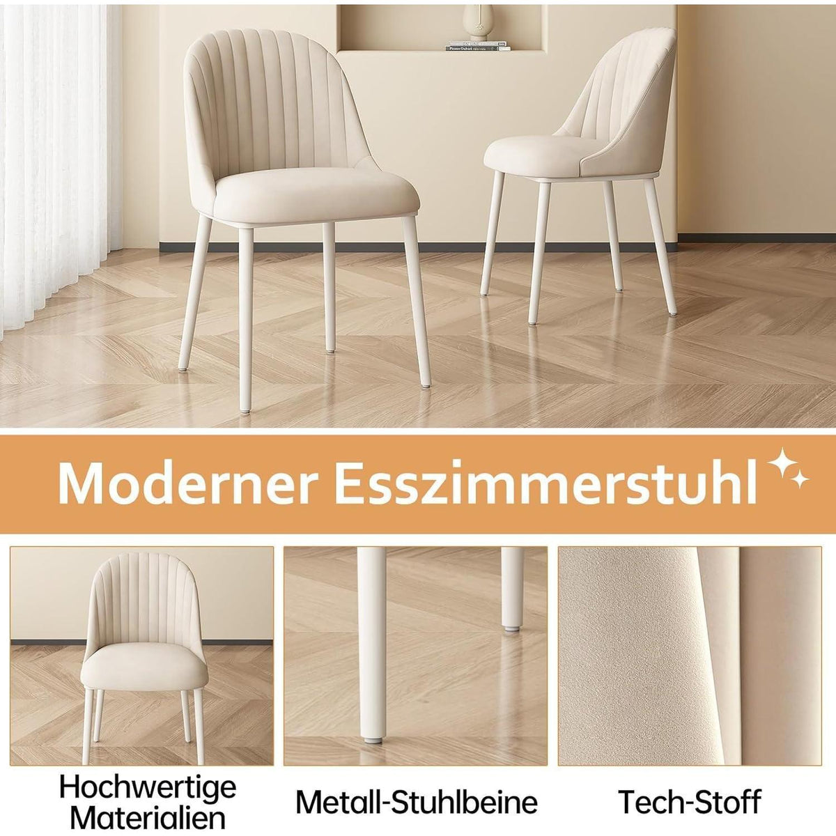 Samt Esszimmerstühle Set (6) – Modern & Bequem