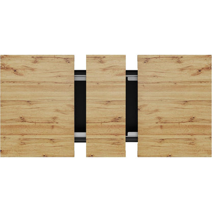 Ausziehbarer Esstisch mit Schubladen – Esszimmer Küchentisch Holz Schwarz