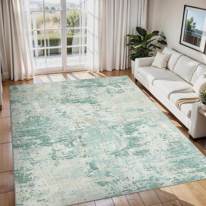 Abstrakter Teppich Grün 200x290 cm – Waschbar & Rutschfest