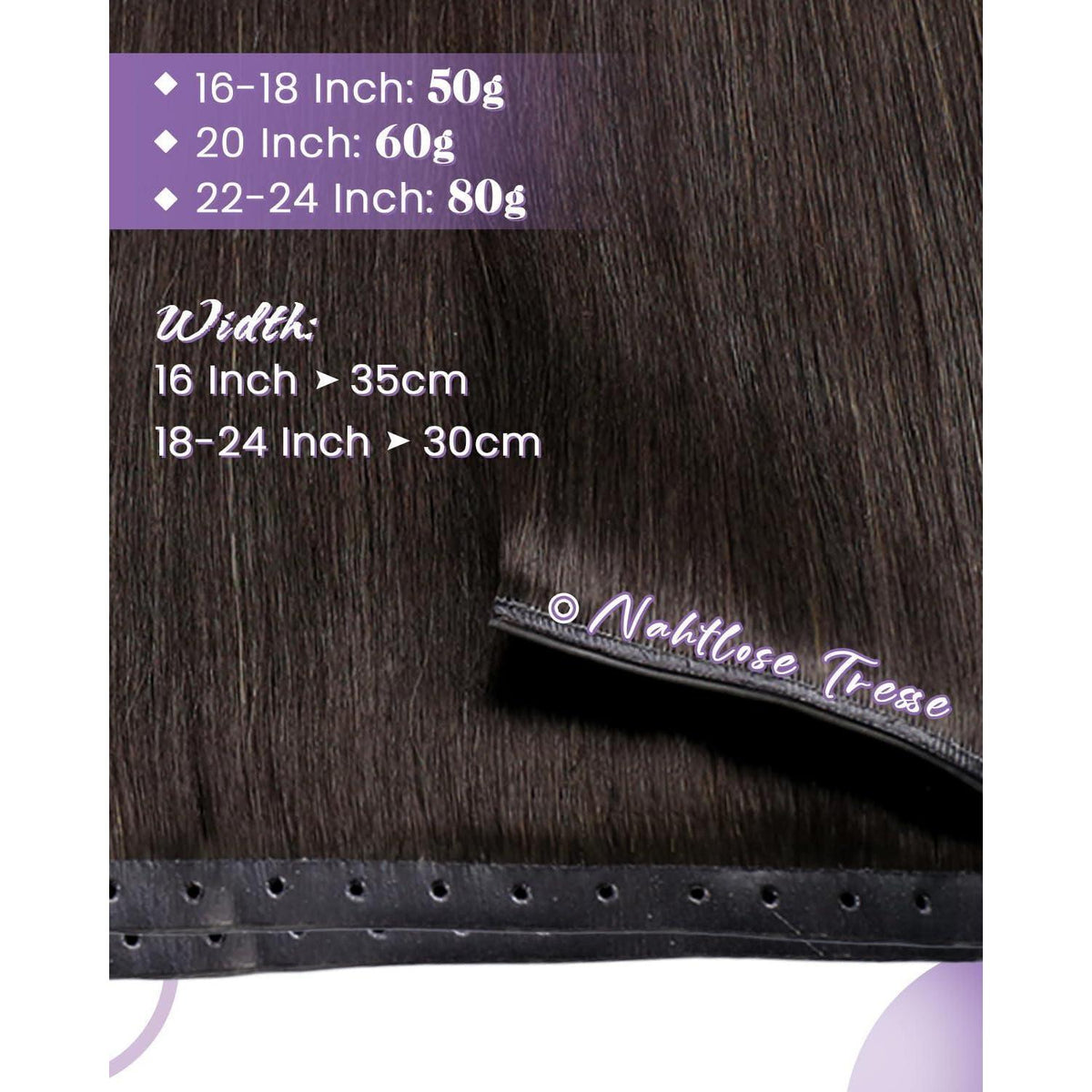 Echthaar Tressen 55cm – Braun, Volumen & Länge