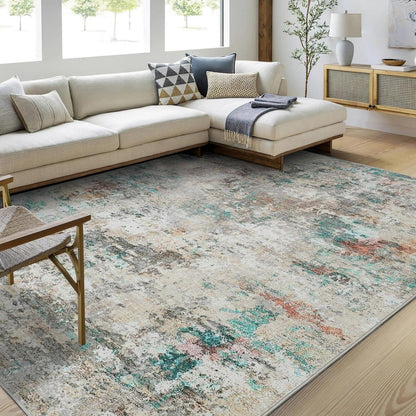 Abstrakter Teppich 200x290 cm – Bunt, Waschbar & Rutschfest