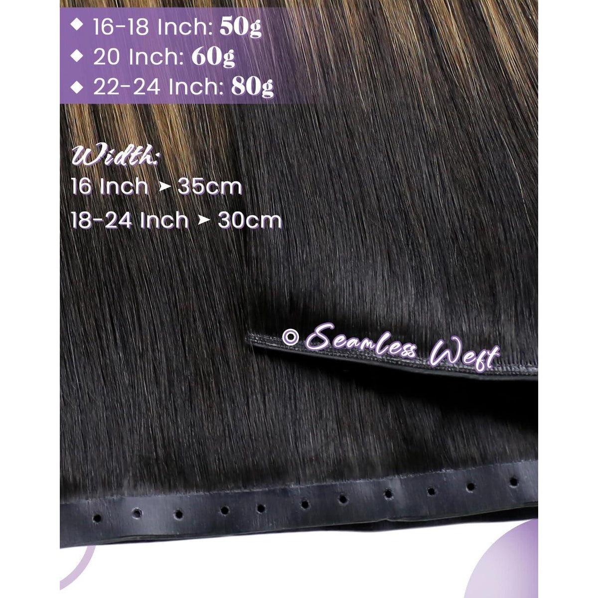 Echthaar Tressen Braun Balayage 55cm - 100g Weft