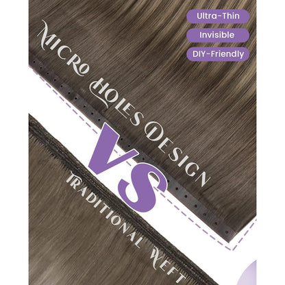 Echthaar Tressen Braun 60cm – Balayage Aschblond & Platinblond