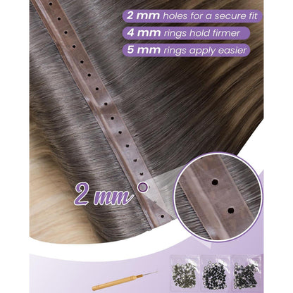 Echthaar Tressen Braun 60cm – Balayage Aschblond & Platinblond