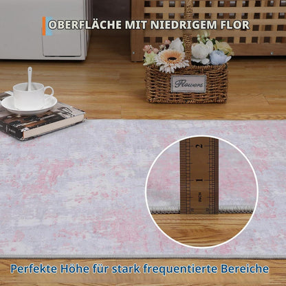 Abstrakter Teppich Rosa 160x230 cm – Kurzflor, Waschbar & Rutschfest