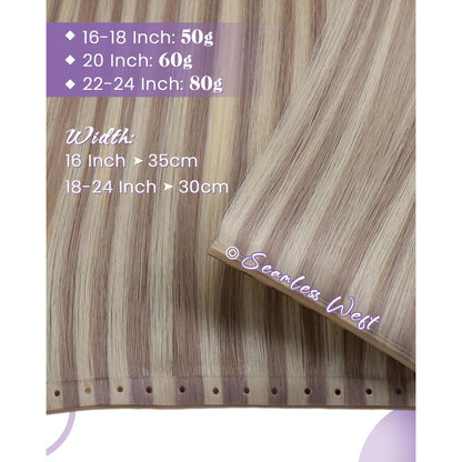 Echthaar Tressen Set Aschblond – Unsichtbare Weft Extensions 40cm