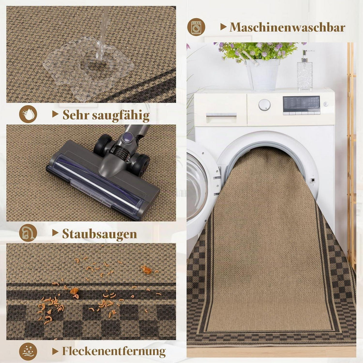 Jute Optik Läufer 80x200 cm – Rutschfest & Pflegeleicht