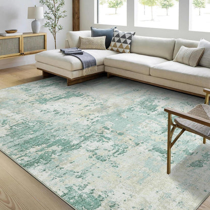 Abstrakter Teppich Grün 160x230 cm – Waschbar & Rutschfest