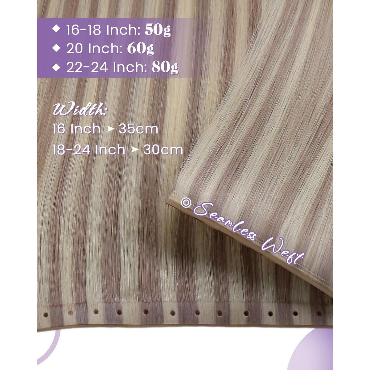 Blond Echthaar Tressen – Sew-in Weft #18/613, 45cm