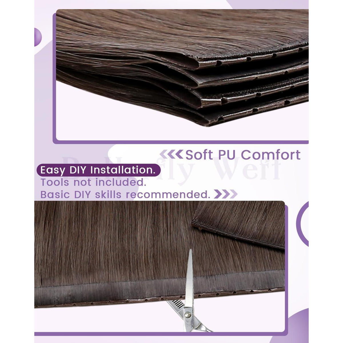 Echthaar Tressen Braun 55cm – Sew-in Weft Extensions