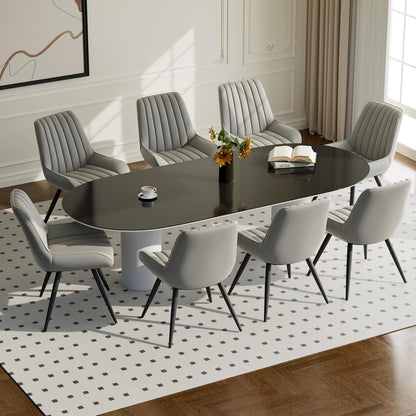 Esszimmerstühle 8er Set Grau | Polsterstühle mit Sitzkissen