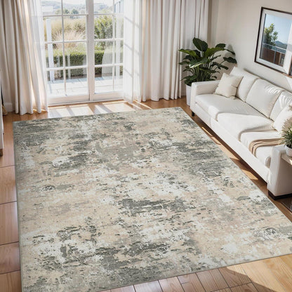 Abstrakter Teppich Wohnzimmer 160x230 cm Gelb | Kurzflor, Waschbar & Rutschfest