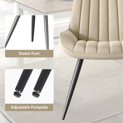 Esszimmerstühle 8er Set | Beige Polsterstühle mit Sitzkissen