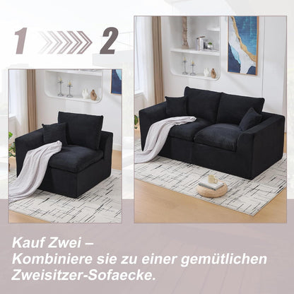 Compressed Cordstoff Sofa Schwarz – Flexibel als 1er oder 2er