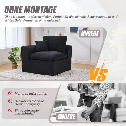 Compressed Cordstoff Sofa Schwarz – Flexibel als 1er oder 2er