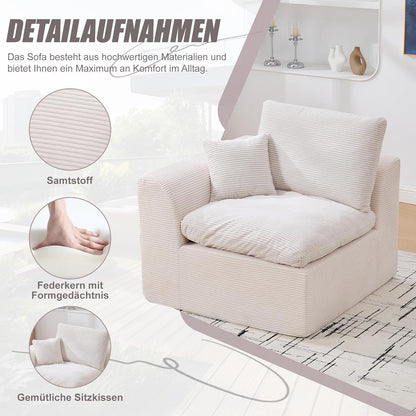Compressed Cordstoff Sofa – Einzelsitzer & Zweisitzer für kleine Räume