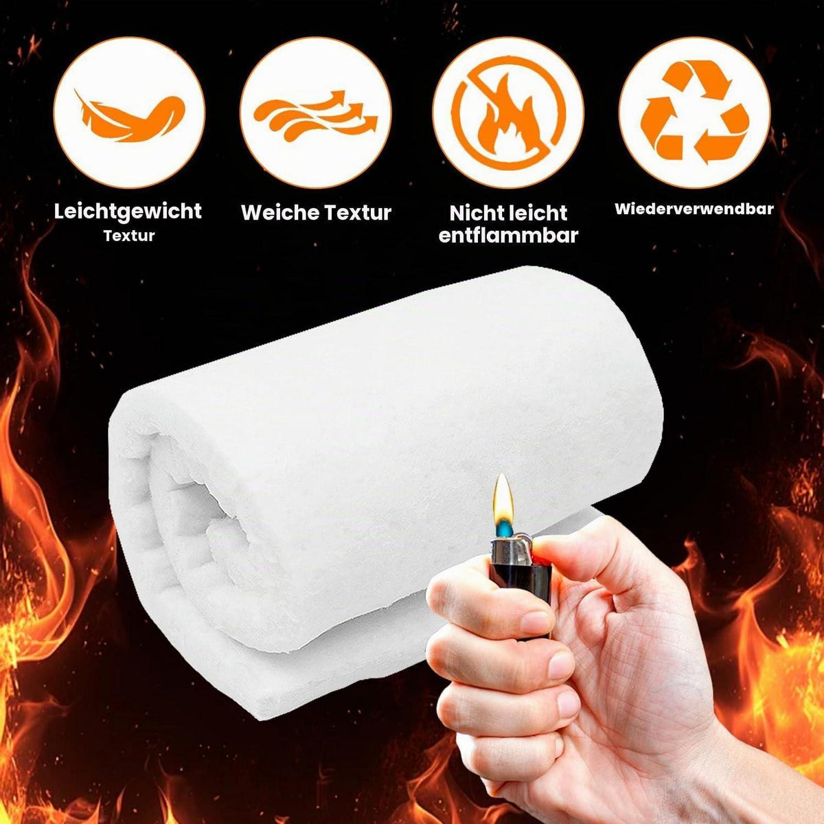 Keramikwolle für Bioethanol Kamin – 6 Stück, 30x10cm