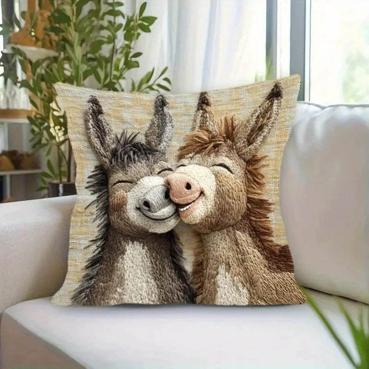 2er Set Kissenbezüge Niedliche Tiere – Esel Design 45x45cm