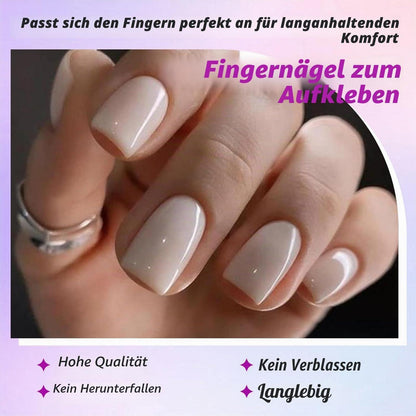 Künstliche Nägel Weiß French Tip Kurz Eckig 24 Stück