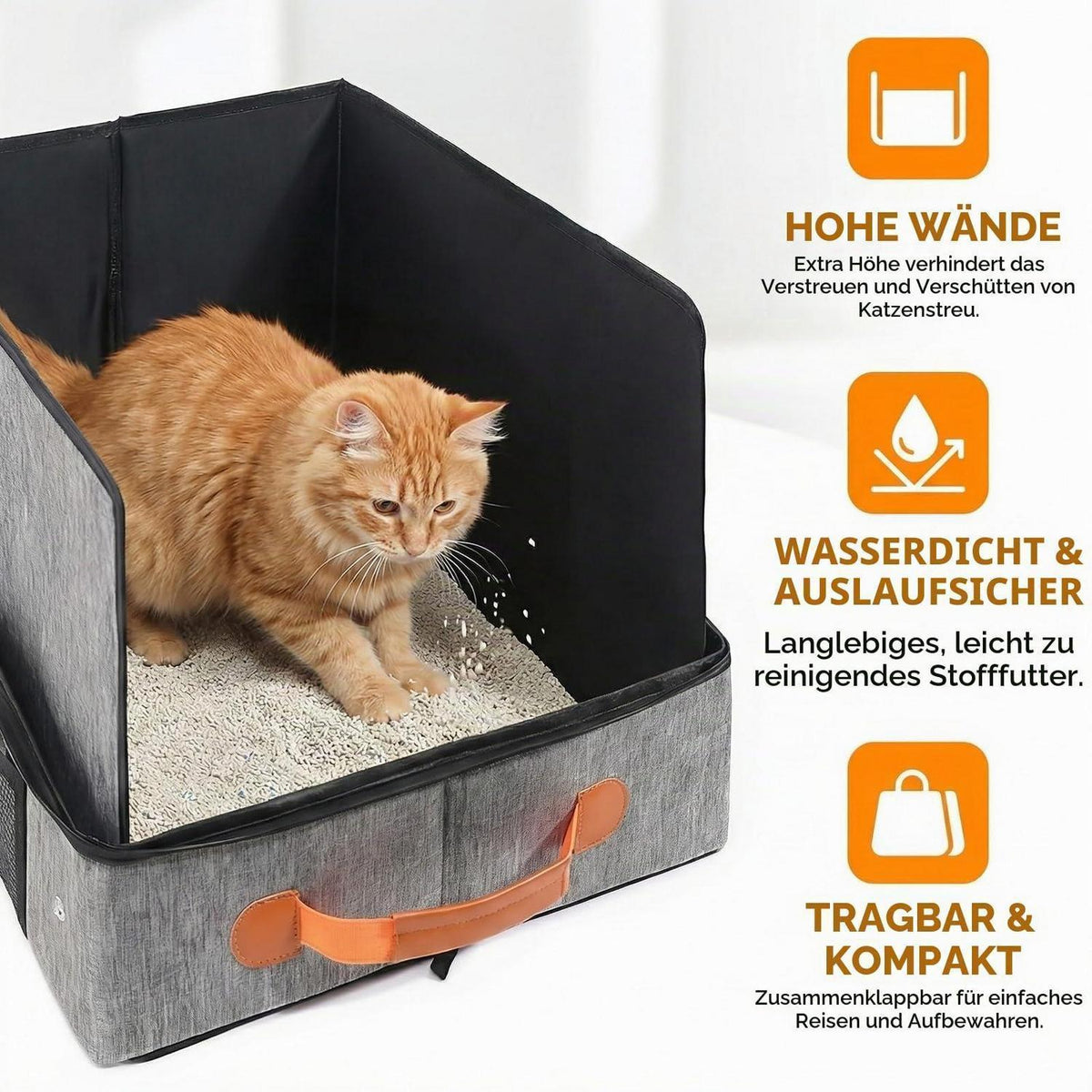 Zusammenklappbare Katzentoilette – Tragbar für Reisen & Camping