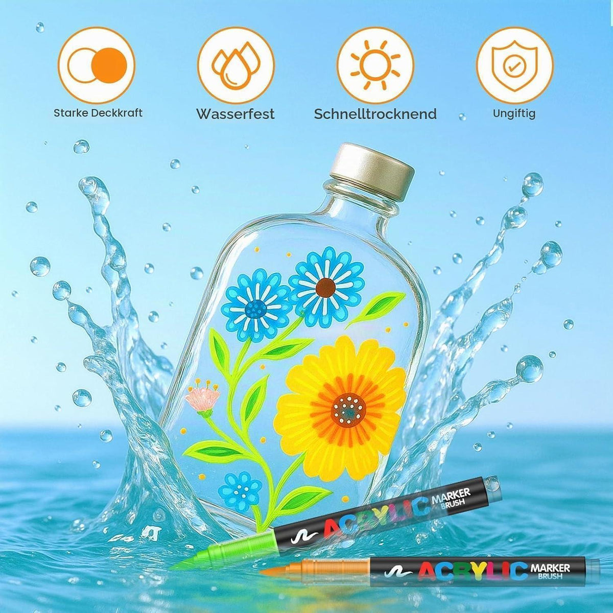 Acrylstifte 360 Farben – Wasserfest für Stein, Holz & mehr