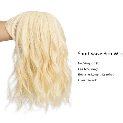 Blonde Bob Perücke mit Pony – 12 Zoll, gewellt