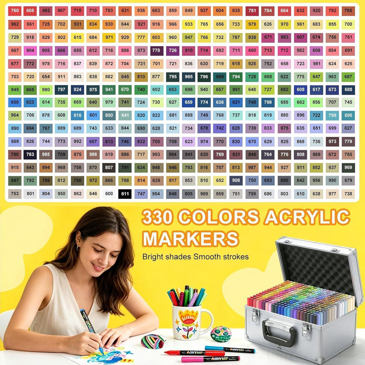 Acrylstifte Set 330 Farben – Wasserfest für Stein, Holz & mehr