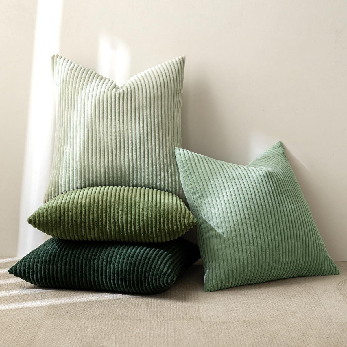 Kordsamt Kissenbezug 60x60 cm, 4er Set – Waldgrün