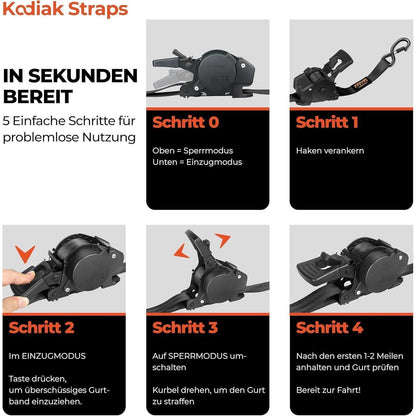 Spanngurte Automatik 3m mit S-Haken – 800KG – 4er Set