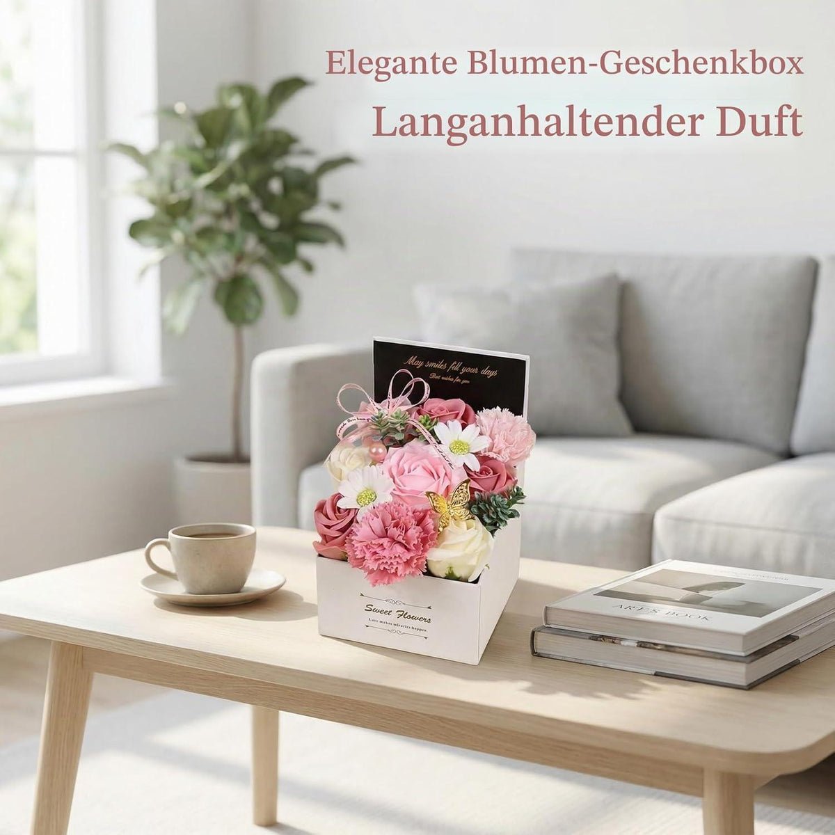 Seifenrosen Blumenstrauß im Karton – Duftende Deko für Muttertag