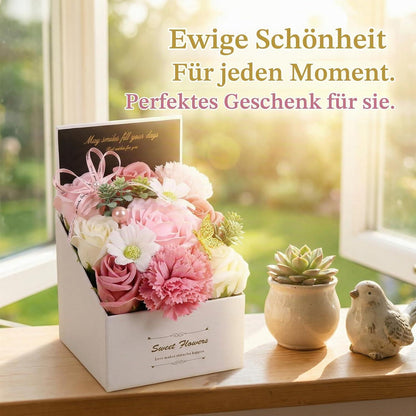Seifenrosen Blumenstrauß im Karton – Duftende Deko für Muttertag