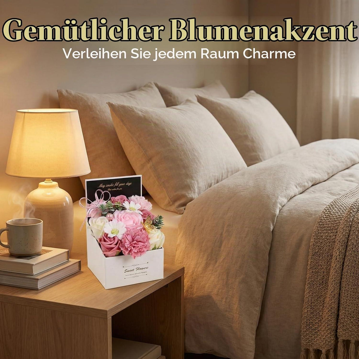 Seifenrosen Blumenstrauß im Karton – Duftende Deko für Muttertag