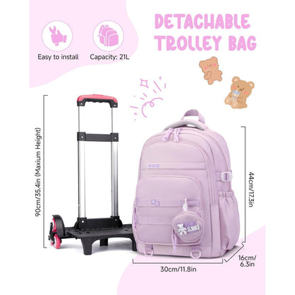 Schultrolley Mädchen mit Rollen & Laptopfach Lila