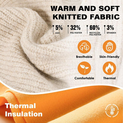 Strickmütze mit Schal 2-in-1 Kapuzenschal Unisex Beige