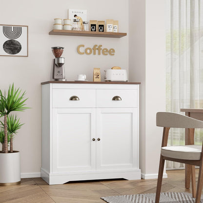 Küchenschrank mit Arbeitsplatte | Weißes Sideboard 80x40x90 cm