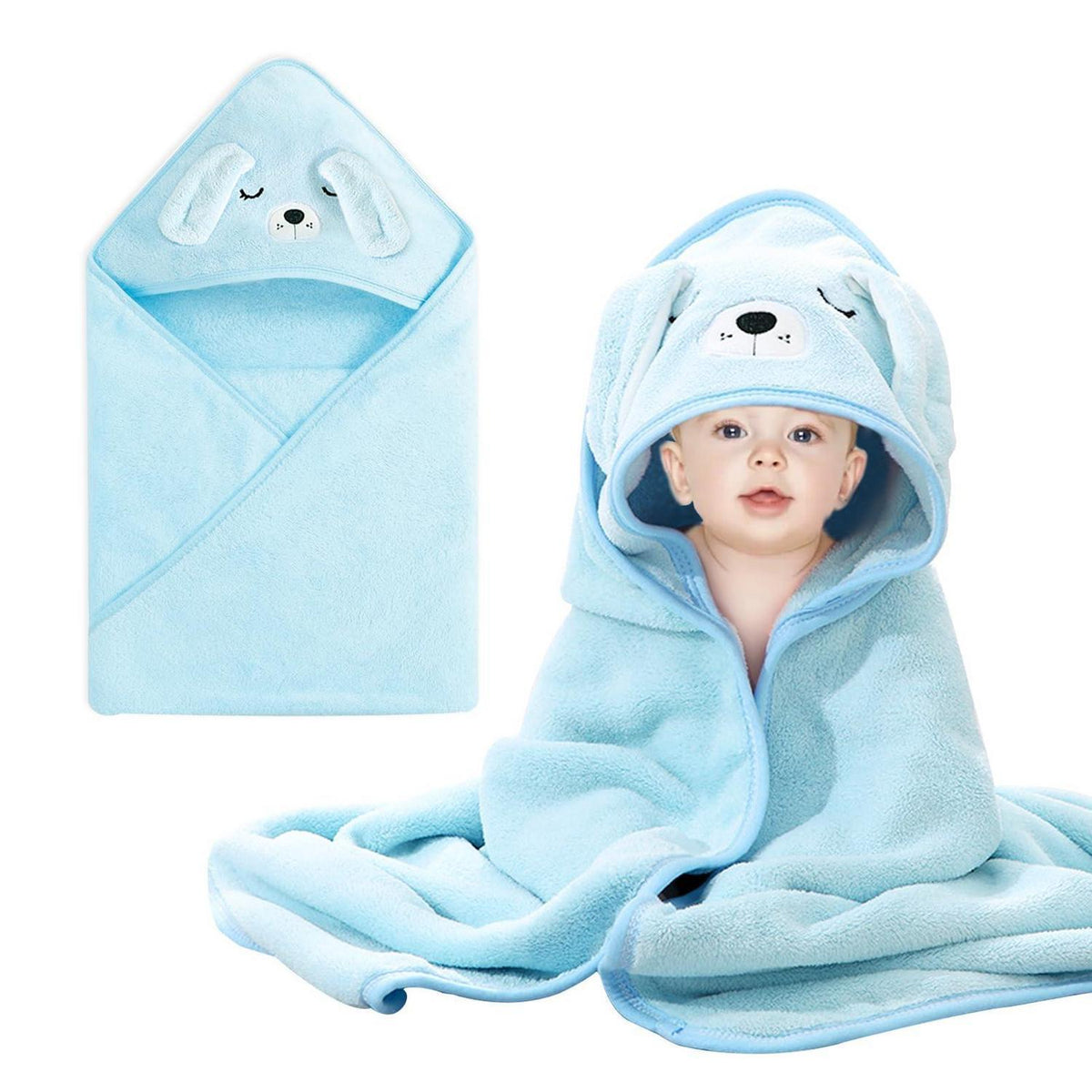 Kapuzenhandtuch Baby Korallenfleece Blauwielpen Design 80x80 cm