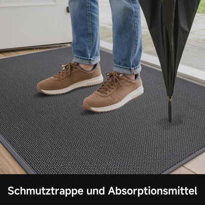 Waschbare Fußmatte Grau 80x120cm – Rutschfest & Saugfähig