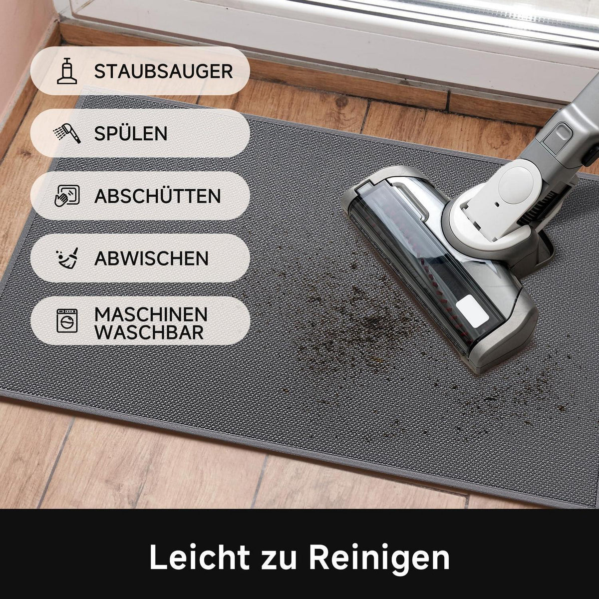 Waschbare Fußmatte Grau 80x120cm – Rutschfest & Saugfähig